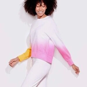 Sundry Dip Dye Sunset Pink Orange Ombre Crew Neck Sweatshirt SZ 0 / XS